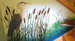 The heron and fox section of my mural.